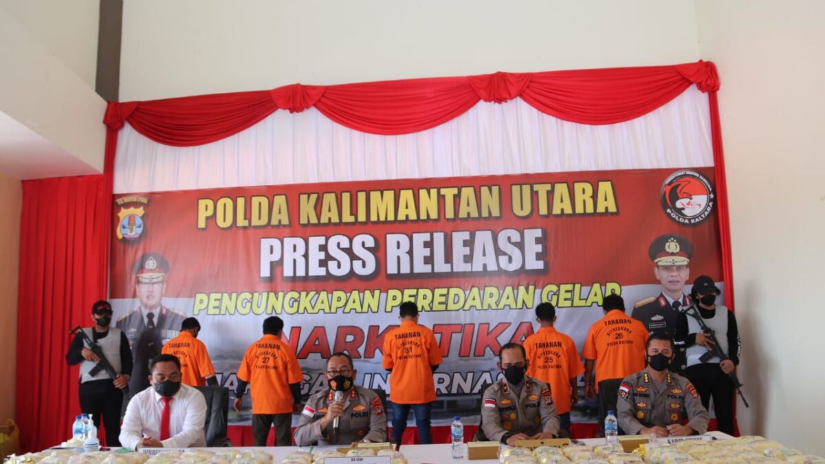 Polda Kaltara menggagalkan peredaran 126,6 kg sabu yang dikendalikan napi Lapas Bontang, Kaltim. (Istimewa/Polda Kaltara)