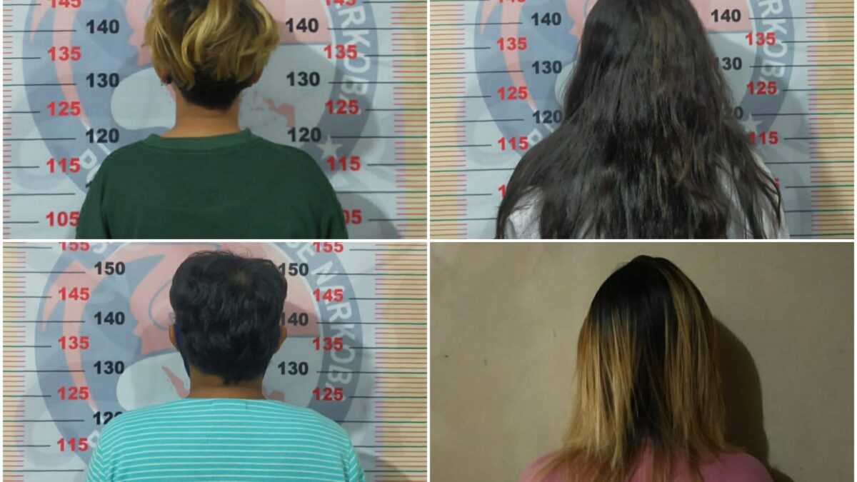 Empat perempuan tersangka peredaran narkoba saat ditangkap Satresnarkoba Polres Bontang. (Foto : Polres Bontang)