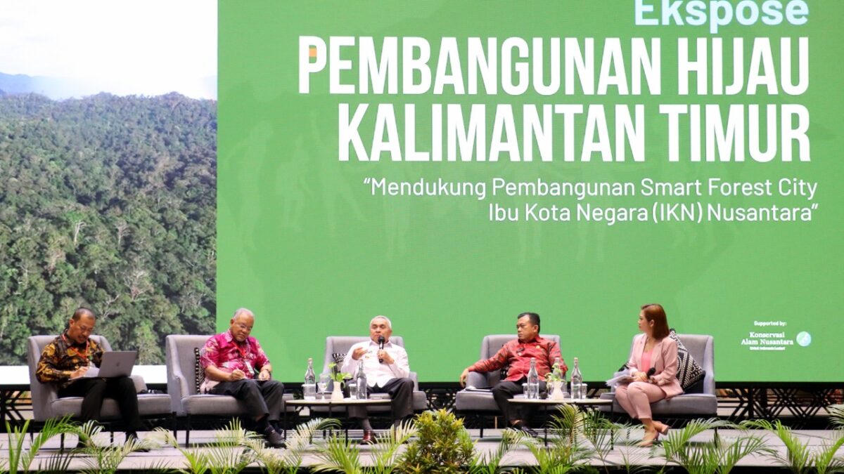 Gubernur Isran Noor saat menjadi salah satu narasumber Dialog Nasional Expose Pembangunan Hijau Kaltim di Ballroom Hotel Mercure Samarinda, Rabu (8/6/2022)
(Diskominfo Kaltim)