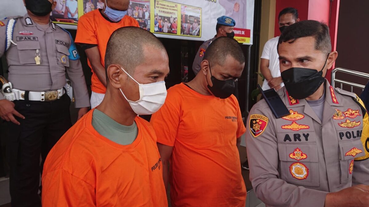 H saat dihadirkan dalam konferensi pers di Halaman Polresta Samarinda, Senin (25/7/2022).