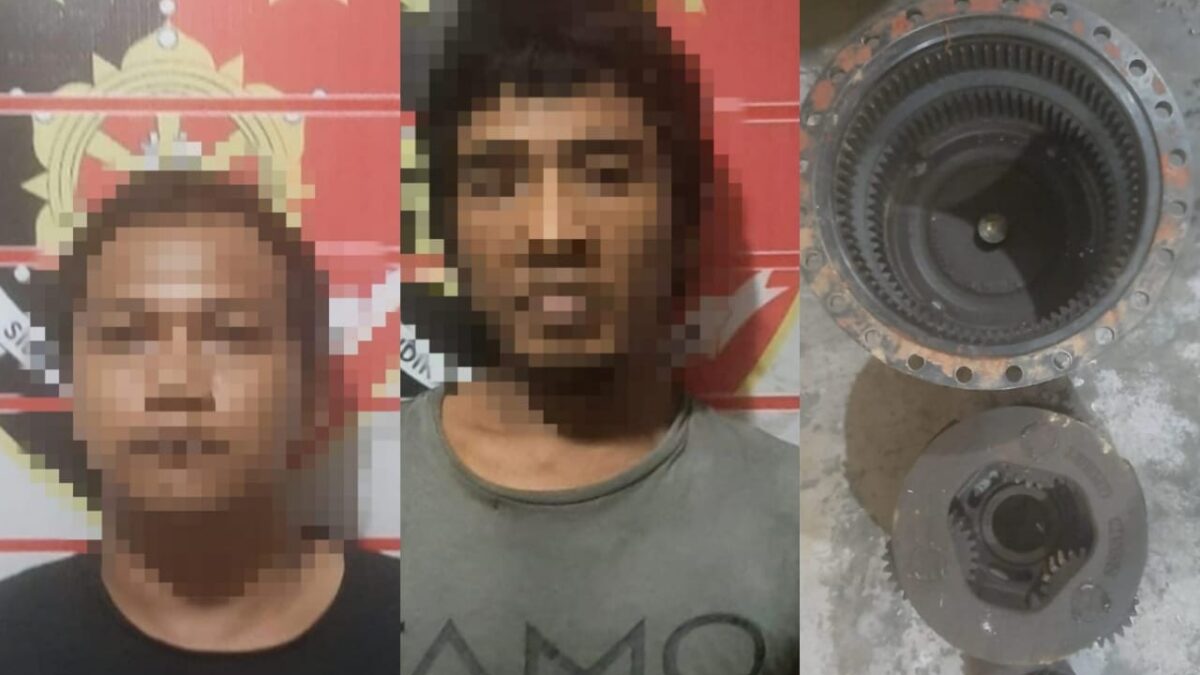 Dua pelaku aksi pencurian dan barang bukti yang diamankan (Sumber Foto: Polsek Samarinda Sebrang)