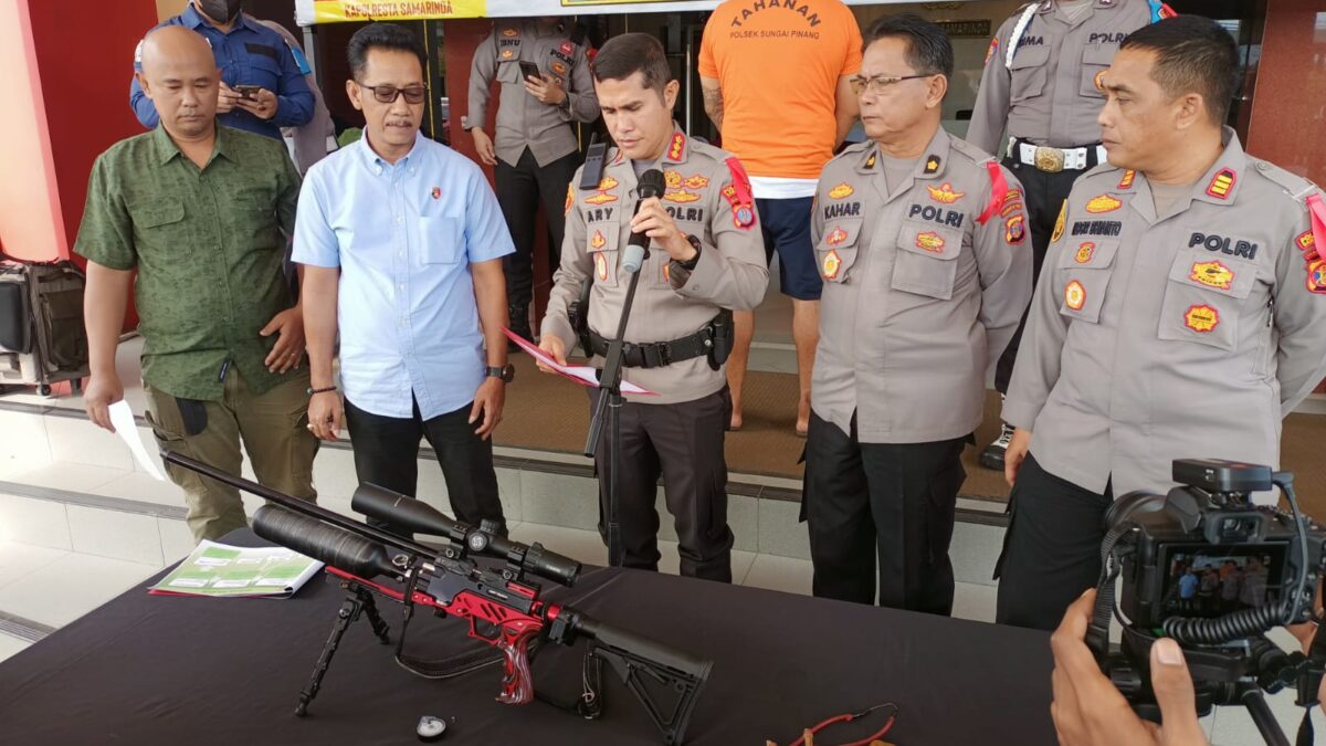RT pelaku penembakan beserta barang bukti setelah diamankan di polresta Samarinda (Foto: Istimewa)