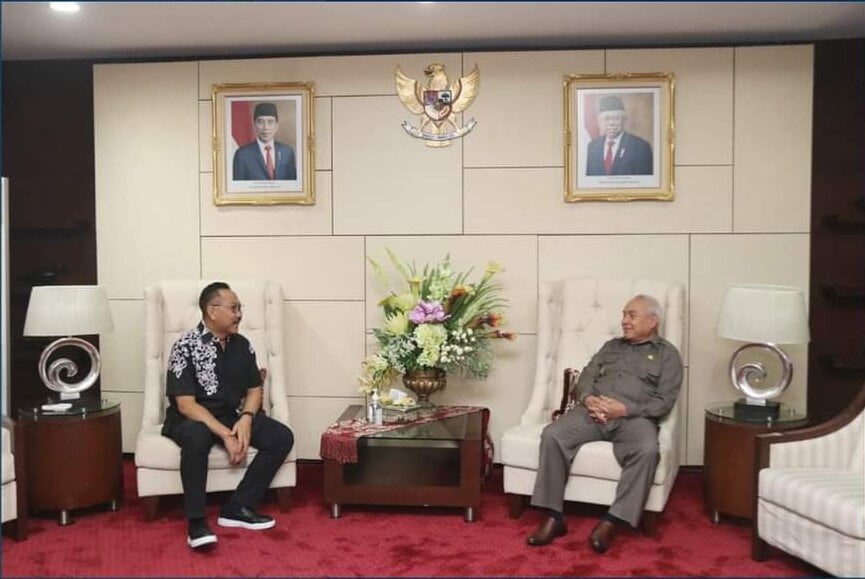 Gubernur Kaltim, Isran Noor mendapat kunjungan dari Kepala Otorita IKN, Bambang Susantono (Foto: Istimewa)