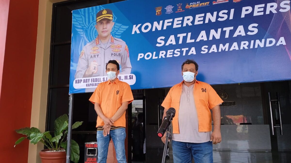 NS dan RG ditetapkan sebagai tersangka saat press realease di Polresta Samarinda (foto: Istimewa)
