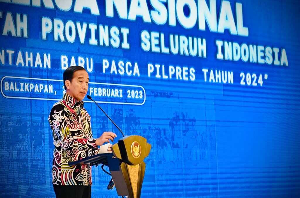 Presiden Republik Indonesia, Joko Widodo saat mengisi Rakernas APPSI di Balikpapan, Kamis (23/02/2023) (Foto : Biro Pers Sekretaris Kepresidenan)