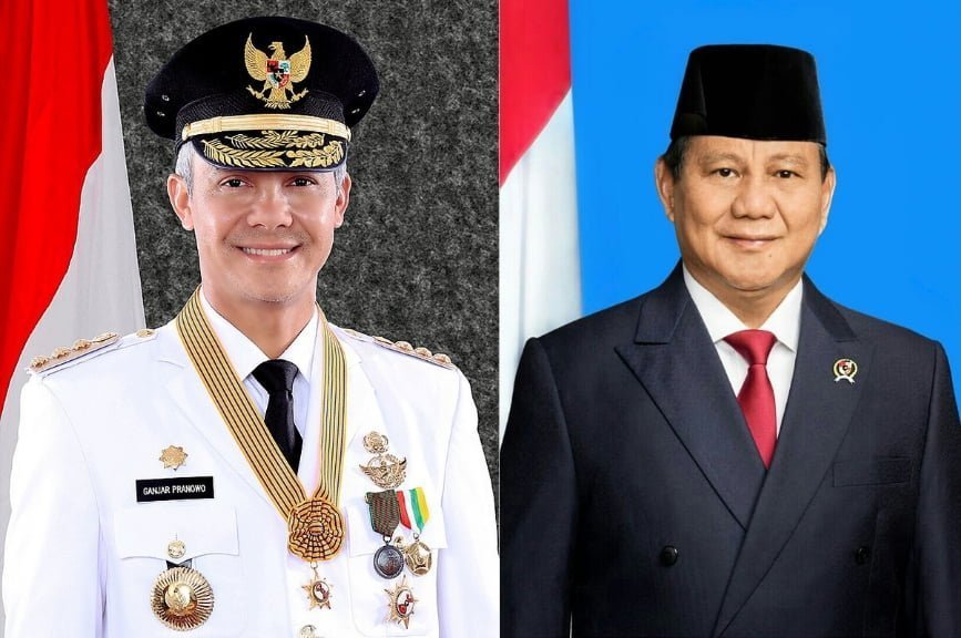 Capres 2024, Ganjar Pranowo (Kiri) dan Prabowo Subianto (Kanan). (Foto: Klausa)