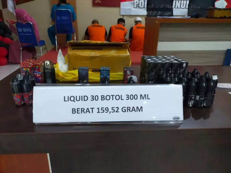 Barang bukti Liquid Ganja yang diamankan Satreskoba Polres Nunukan. (Foto : Benuanta)
