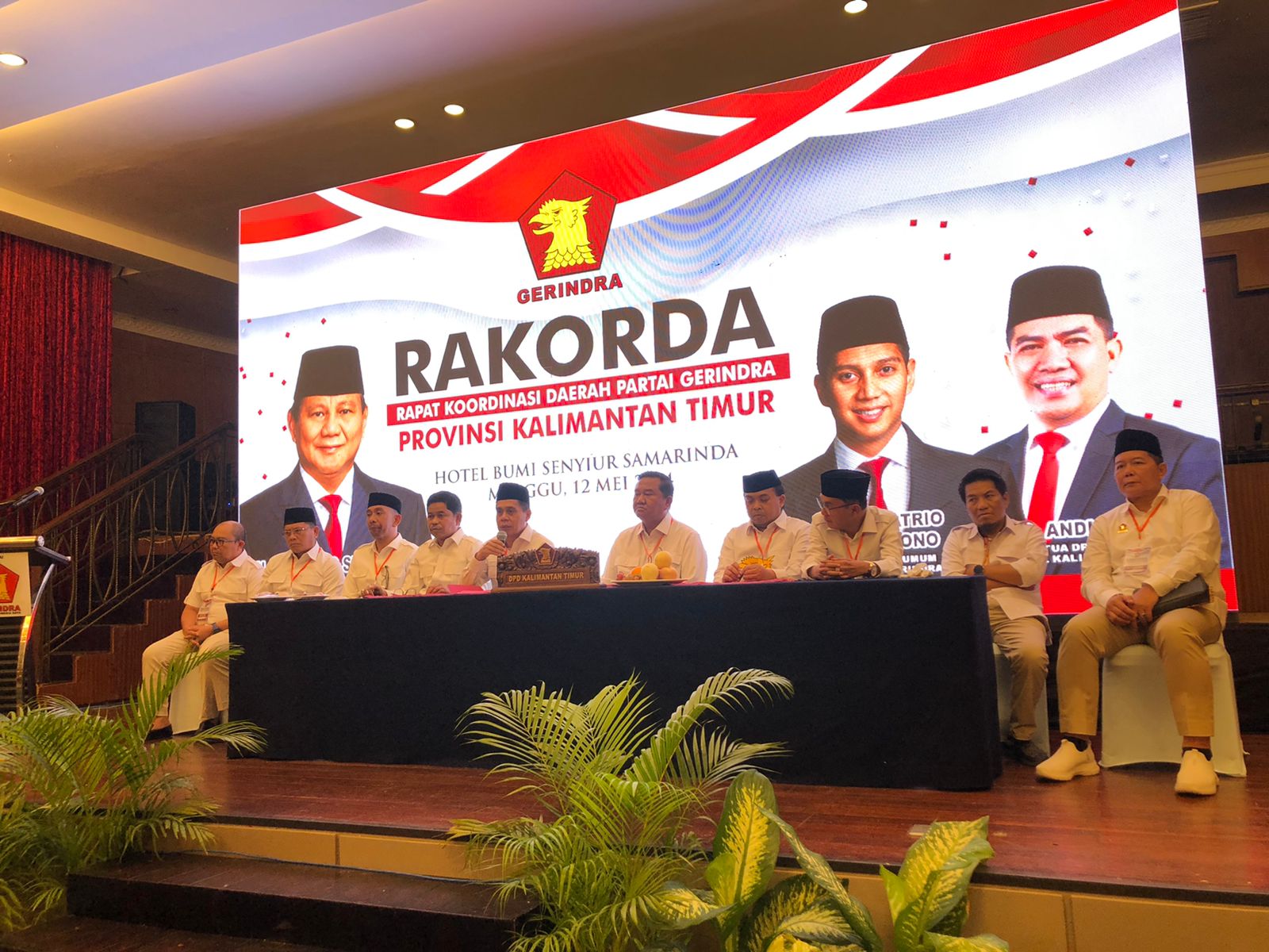 konferensi pers usai Rakorda Partai Gerindra Kaltim di Hotel Bumi Senyiur Samarinda, Minggu 12 Mei 2024 (Foto: Yah/Klausa)