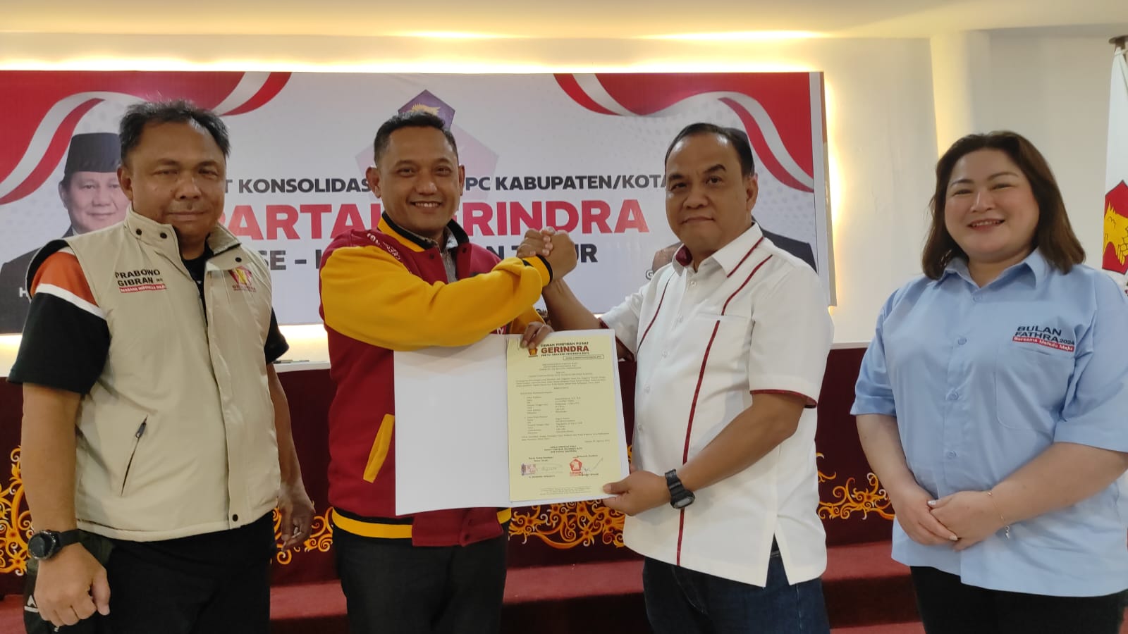 DPD Gerindra Kaltim resmi memberikan dukungan bagi pasangan calon Wali Kota, Rahmad Mas'ud dan Bagus Susetyo (Foto: Klausa)