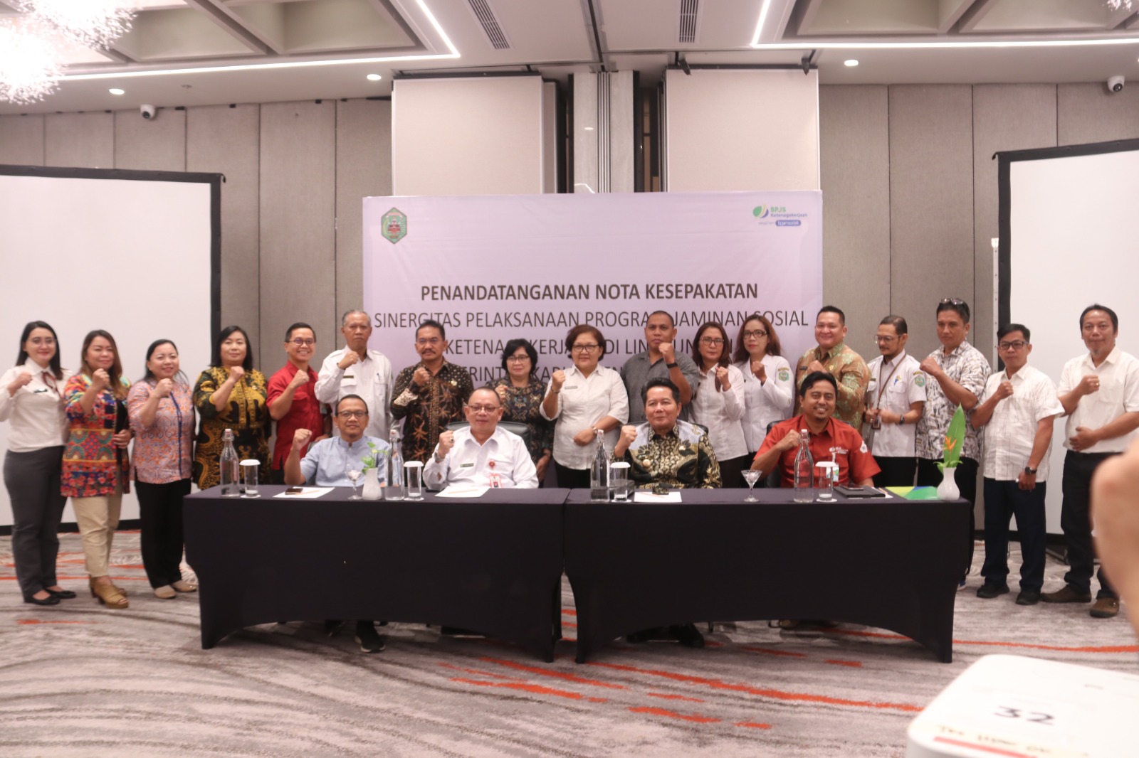 Penandatanganan Nota Kesepakatan Sinergitas Pelaksanaan Program Jaminan Sosial Ketenagakerjaan bersama Badan Penyelenggara Jaminan Sosial (BPJS) Ketenagakerjaan. (Foto: Istimewa)