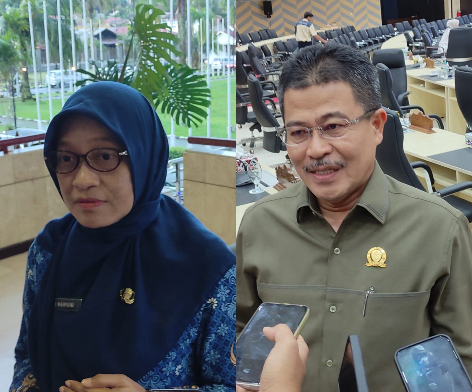 Sekdaprov Kaltim, Sri Wahyuni dan Sekretaris Komisi IV DPRD Kaltim, Darlis Pattalongi 
( Foto : Din/Klausa )