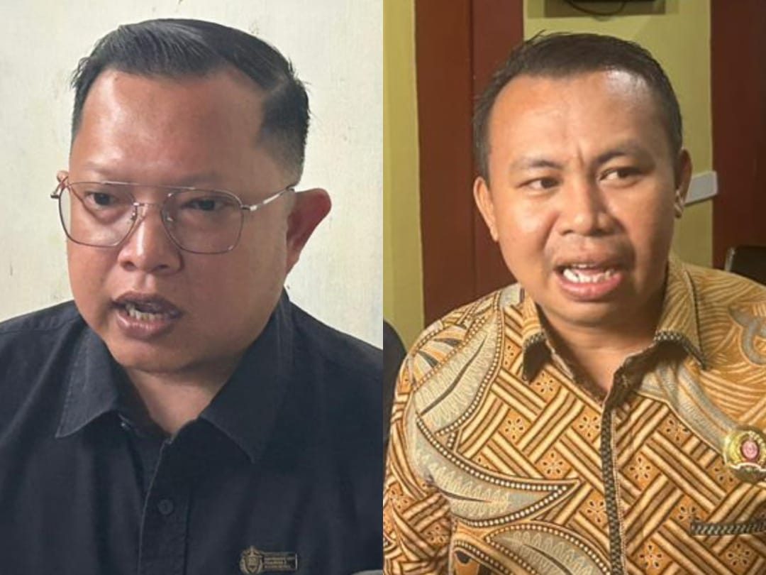 Kuasa hukum tiga terdakwa kasus bom molotov, Bambang Edy Dharma (kiri) dan kuasa hukum empat terdakwa mahasiswa, Paulinus Dugis (kanan). (Din/Klausa)